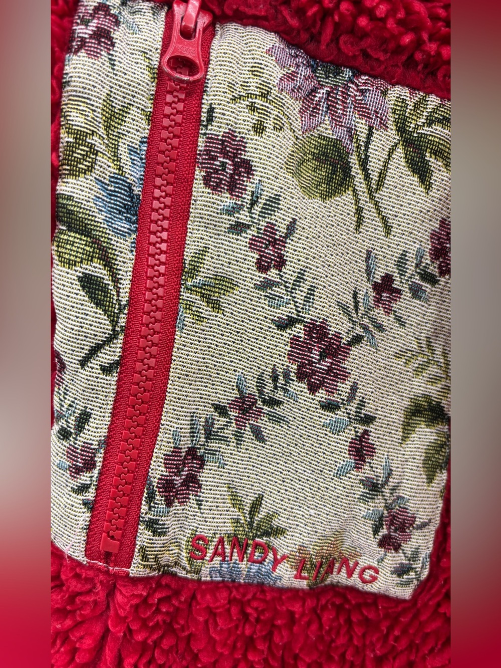 Sandy Liang Boxbox Fleece Jacket in Racing Red - Picture 9 of 10